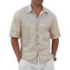 image:imageOYOANGLE Mens Sequin Shiny Button Down Shirt Short Sleeve Collared Shirts Party Holiday TopsGold
