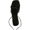 image:imageOYOANGLE Womens Lace Up Strappy Flat Sandals Metallic Summer Square Open Toe Sandal Tie Up ShoesBlack