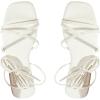 image:imageOYOANGLE Womens Lace Up Strappy Flat Sandals Metallic Summer Square Open Toe Sandal Tie Up ShoesWhite