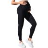image:imageOYOANGLE Womens Maternity High Waisted Ribbed Leggings Over The Belly Pregnancy Yoga PantsBlack
