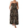 image:imageOYOANGLE Womens Plus Size Printed Wide Leg Jumpsuits Boho Spaghetti Strap Long Pants Romper with PocketMulticolor