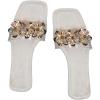 image:imageOYOANGLE Womens Rhinestone Flower Decor Clear Strap Sandals Square Toe Flat SandalsLight White