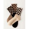 image:imageOYOANGLE Womens 3 Pair Pack Fun Plaid Pattern Funny Novelty Crew SocksMulticolor