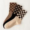 image:imageOYOANGLE Womens 3 Pair Pack Fun Plaid Pattern Funny Novelty Crew SocksMulticolor