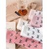 image:imageOYOANGLE Womens 5 Pairs Cute Bow Print Fuzzy Crew Socks Soft Warm Coquette Slipper SocksWhite Pink