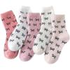 image:imageOYOANGLE Womens 5 Pairs Cute Bow Print Fuzzy Crew Socks Soft Warm Coquette Slipper SocksWhite Pink