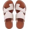 image:imageOYOANGLE Womens Pu Leather Open Toe Sandals Strappy Flat Slide On Flip Flops Casual Outdoor SlippersBeige