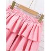 image:imageOYOANGLE Girls Cute 2 Piece Outfits Long Sleeve Bow Sweatshirts and Layered Ruffle Short Skirt SetsPink