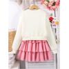 image:imageOYOANGLE Girls Cute 2 Piece Outfits Long Sleeve Bow Sweatshirts and Layered Ruffle Short Skirt SetsPink