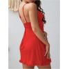 image:imageOYOANGLE Lingerie for Women Lace Sheer Open Front Chemise V Neck Mesh Babydoll Nightgowns Boudoir NightyRed