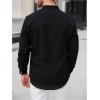 image:imageOYOANGLE Mens Band Collar Button Down Shirts Long Sleeve Business Casual Dress ShirtBlack