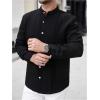 image:imageOYOANGLE Mens Band Collar Button Down Shirts Long Sleeve Business Casual Dress ShirtBlack