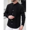 image:imageOYOANGLE Mens Band Collar Button Down Shirts Long Sleeve Business Casual Dress ShirtBlack