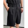 image:imageOYOANGLE Mens Classic Pleat Front Golf Shorts Zipper Fly Elastic Waistband Business Casual ShortsBlack