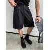 image:imageOYOANGLE Mens Classic Pleat Front Golf Shorts Zipper Fly Elastic Waistband Business Casual ShortsBlack