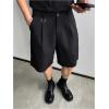 image:imageOYOANGLE Mens Classic Pleat Front Golf Shorts Zipper Fly Elastic Waistband Business Casual ShortsBlack