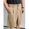 image:imageOYOANGLE Mens Classic Pleat Front Golf Shorts Zipper Fly Elastic Waistband Business Casual ShortsKhaki