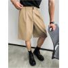 image:imageOYOANGLE Mens Classic Pleat Front Golf Shorts Zipper Fly Elastic Waistband Business Casual ShortsKhaki