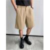 image:imageOYOANGLE Mens Classic Pleat Front Golf Shorts Zipper Fly Elastic Waistband Business Casual ShortsKhaki