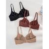 image:imageOYOANGLE Womens 3 Pack Underwire Bra No Padding Push Up Comfortable Everyday BrasBlack Beige