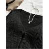 image:imageOYOANGLE Womens Drawstring Tie Front Sweater Flare Long Sleeve Crop Tops Hollow Out KnitwearBlack