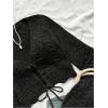 image:imageOYOANGLE Womens Drawstring Tie Front Sweater Flare Long Sleeve Crop Tops Hollow Out KnitwearBlack