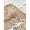 image:imageOYOANGLE Womens Drawstring Tie Front Sweater Flare Long Sleeve Crop Tops Hollow Out KnitwearKhaki