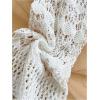image:imageOYOANGLE Womens Drawstring Tie Front Sweater Flare Long Sleeve Crop Tops Hollow Out KnitwearWhite