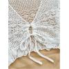 image:imageOYOANGLE Womens Drawstring Tie Front Sweater Flare Long Sleeve Crop Tops Hollow Out KnitwearWhite