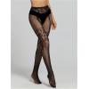 image:imageOYOANGLE Womens Floral Lace Fishnet Mesh Tights High Waisted See Through Sheer PantyhoseBlack