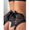 image:imageOYOANGLE Womens Lace Crotchless Lingerie Panties Low Rise Cut Out Bow Briefs UnderwearBlack