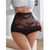 image:imageOYOANGLE Womens Lace Sheer Maternity Underwear High Waist Comfy Pregnancy PantiesBlack