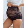 image:imageOYOANGLE Womens Lace Sheer Maternity Underwear High Waist Comfy Pregnancy PantiesBlack