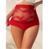 image:imageOYOANGLE Womens Lace Sheer Maternity Underwear High Waist Comfy Pregnancy PantiesRed
