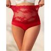 image:imageOYOANGLE Womens Lace Sheer Maternity Underwear High Waist Comfy Pregnancy PantiesRed