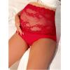 image:imageOYOANGLE Womens Lace Sheer Maternity Underwear High Waist Comfy Pregnancy PantiesRed