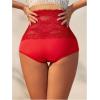 image:imageOYOANGLE Womens Lace Sheer Maternity Underwear High Waist Comfy Pregnancy PantiesRed