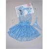 image:imageOYOANGLE Womens Lingerie Set 2 Piece Heart Print Halter Neck Lace Mesh Sheer Babydoll Dress with ThongBlue
