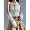 image:imageOYOANGLE Womens Long Fingerless Gloves Bow Knitted Arm Warmers Y2K Cute Cosplay Lolita AccessoriesWhite