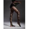image:imageOYOANGLE Womens Patterned Fishnet Tights High Waisted Hollow Out Mesh Pantyhose Footed StockingsBlack