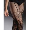 image:imageOYOANGLE Womens Patterned Fishnet Tights High Waisted Hollow Out Mesh Pantyhose Footed StockingsBlack