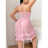 image:imageOYOANGLE Womens Plus Size 3D Floral Appliques Sheer Strap Chemise Mesh Nightgowns See Through V Neck SleepwearPink