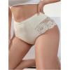 image:imageOYOANGLE Womens Plus Size Floral Lace Briefs Mid Rise Scallop Trim Panties Ladies Breathable UnderwearApricot