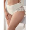image:imageOYOANGLE Womens Plus Size Floral Lace Briefs Mid Rise Scallop Trim Panties Ladies Breathable UnderwearApricot
