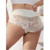 image:imageOYOANGLE Womens Plus Size Floral Lace Briefs Mid Rise Scallop Trim Panties Ladies Breathable UnderwearApricot