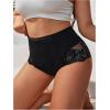 image:imageOYOANGLE Womens Plus Size Floral Lace Briefs Mid Rise Scallop Trim Panties Ladies Breathable UnderwearBlack