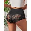 image:imageOYOANGLE Womens Plus Size Floral Lace Briefs Mid Rise Scallop Trim Panties Ladies Breathable UnderwearBlack