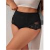 image:imageOYOANGLE Womens Plus Size Floral Lace Briefs Mid Rise Scallop Trim Panties Ladies Breathable UnderwearBlack