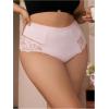 image:imageOYOANGLE Womens Plus Size Floral Lace Briefs Mid Rise Scallop Trim Panties Ladies Breathable UnderwearPink