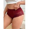 image:imageOYOANGLE Womens Plus Size Floral Lace Briefs Mid Rise Scallop Trim Panties Ladies Breathable UnderwearRose Red